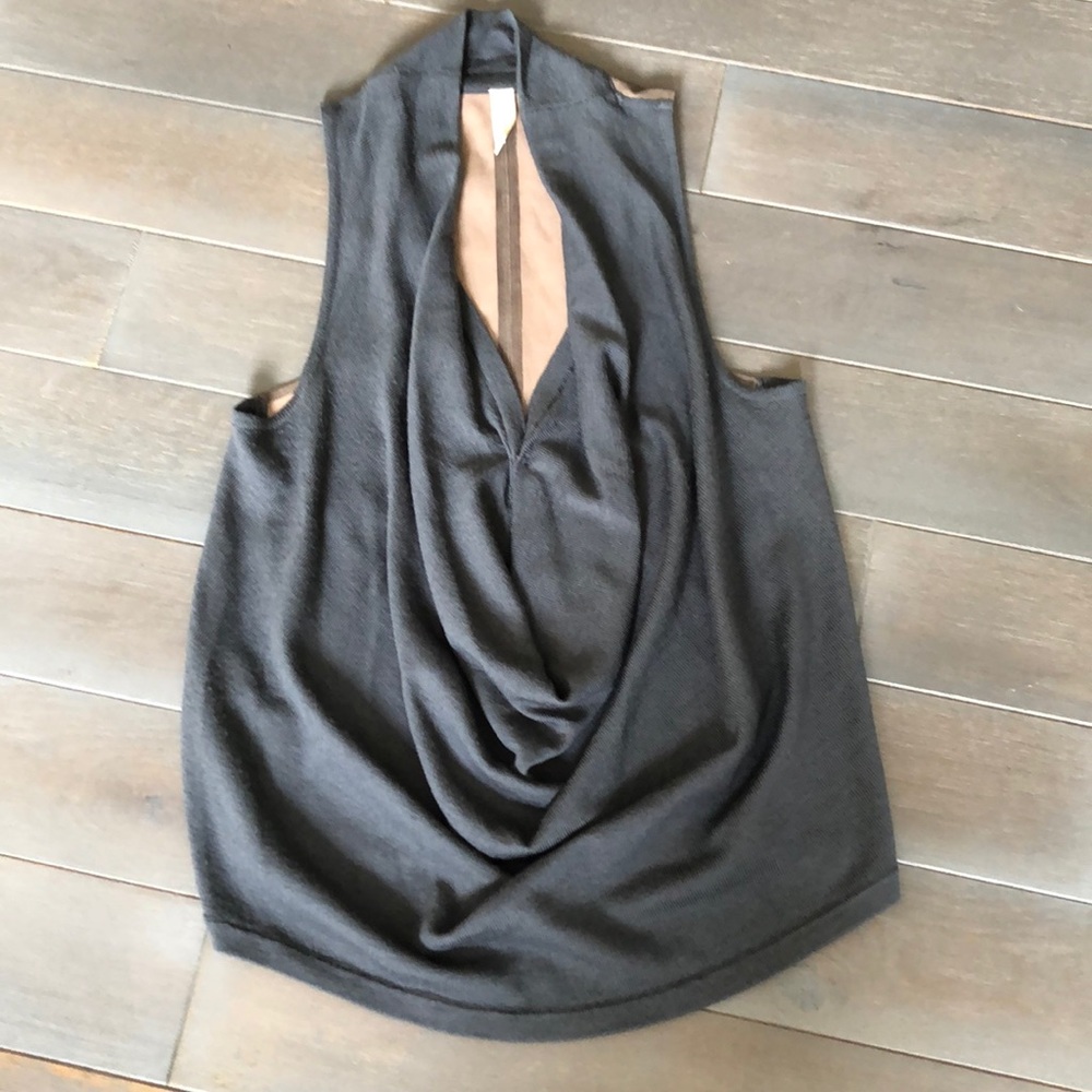 Draped merino & leather top Maggie Ward L